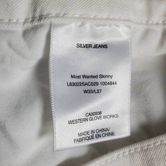 Silver Jeans Co. Most Wanted Skinny White Distressed Raw Hem W33 L27 - Picture 7 of 9